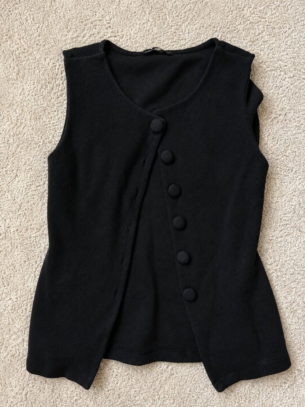 ZARA Black Sleeveless Button Front Knit Top – Size M